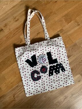 Volcom Polka Dot Canvas Tote Bag